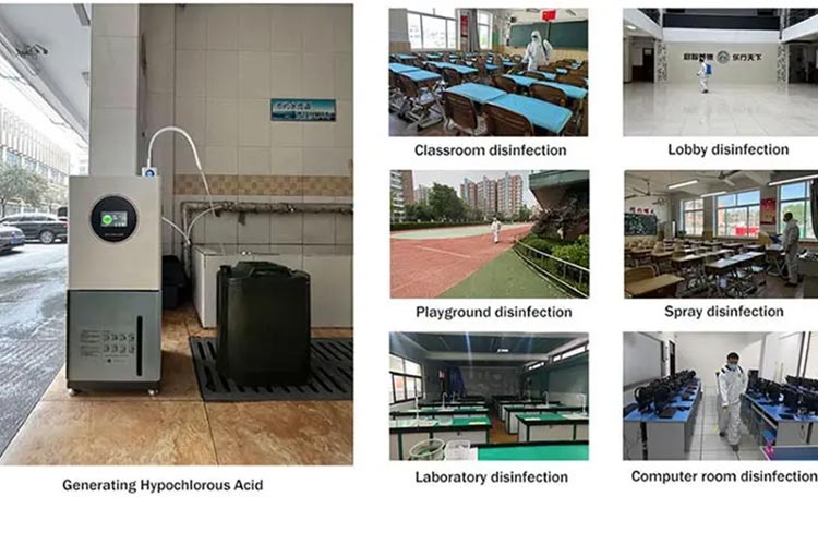 Hypochlorous acid generator for school